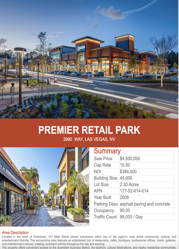RealBlast auto-built retail for-sale property flyer