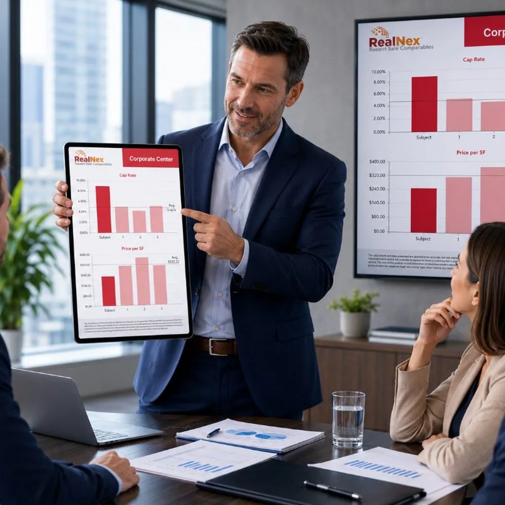 RealNex MarketEdge broker opinion of value report for commercial real estate investment sales