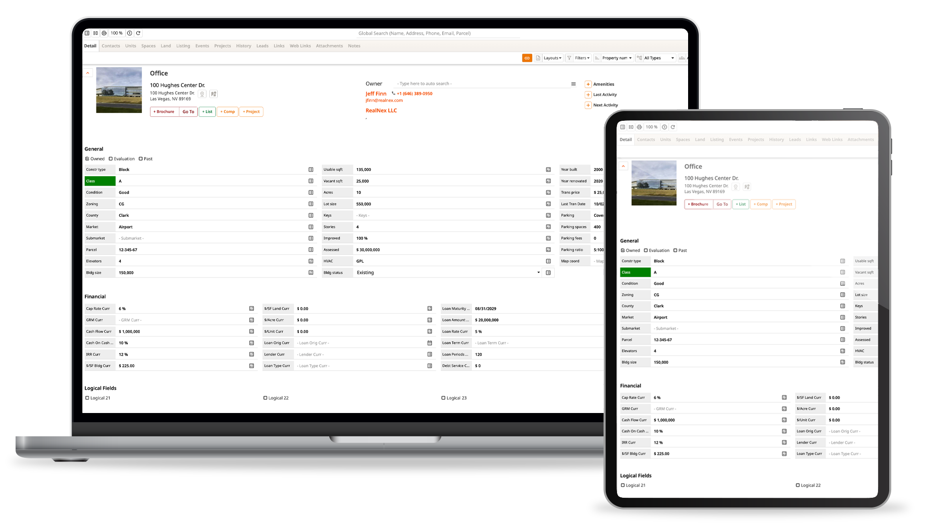 RealNex MarketEdge multi-year cash-flow and IRR projection model.