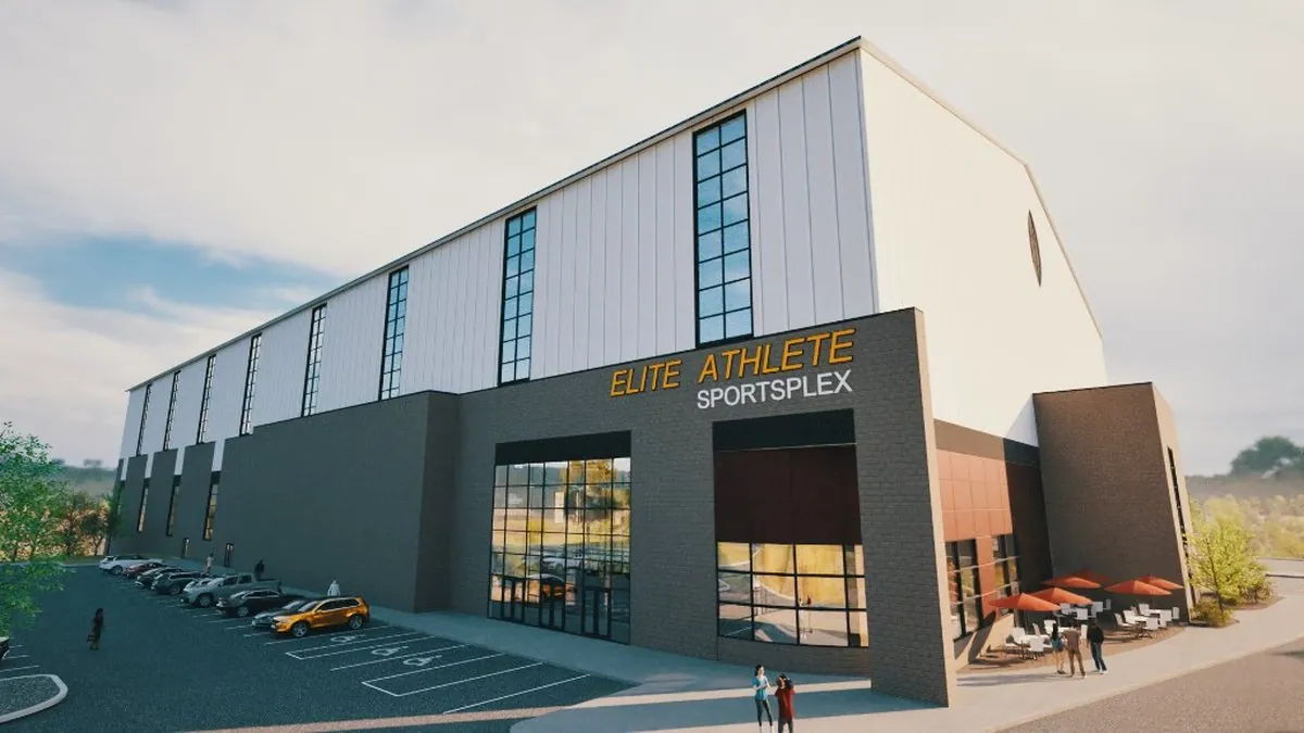 RealNex Visuals photorealistic daytime exterior rendering of the Elite Athlete Training Sportsplex