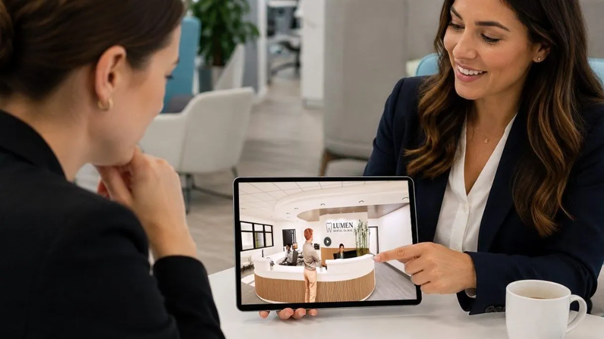 Property video walkthrough preview on a tablet